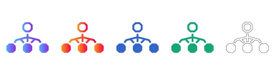 Hierarchical Data Flow Icon Set Illustrazione stock