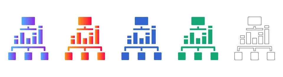 Hierarchical Data Flow Icon Set Stock Illustration