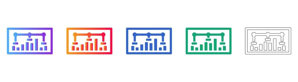 Hierarchical Data Flow Icon Set Stock Illustration