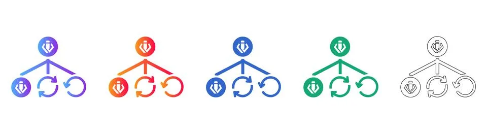 Hierarchical Data Flow Icon Set Illustrazione stock