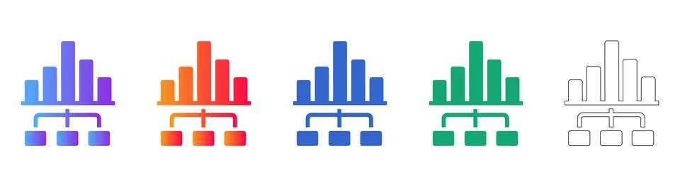 Hierarchical Data Flow Icons Illustrazione stock