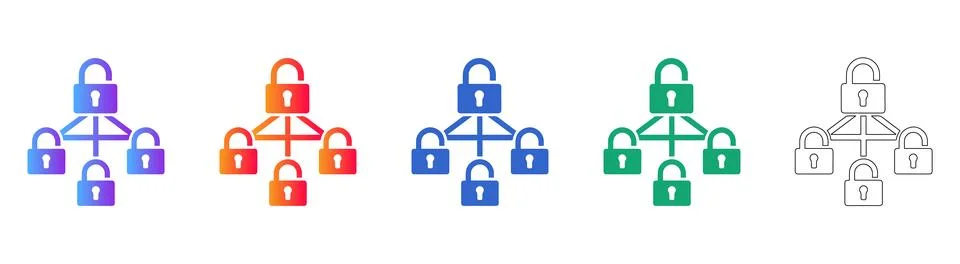 Hierarchical Data Security Lock Icons 스톡 일러스트