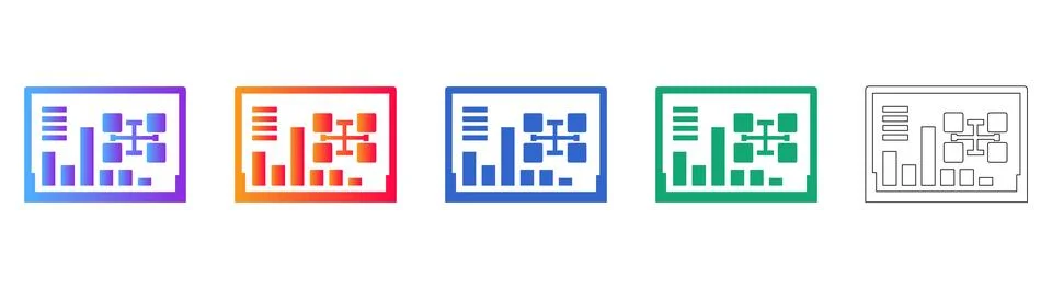 Hierarchical Data Structure Analysis Icon Set イラスト素材