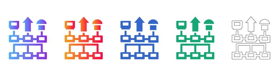 Hierarchical Data Structure and Organization Icons 스톡 일러스트
