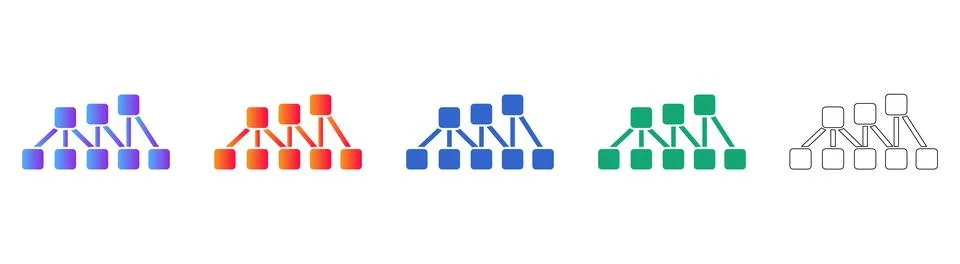 Hierarchical Data Structure Flow Icons Illustrazione stock
