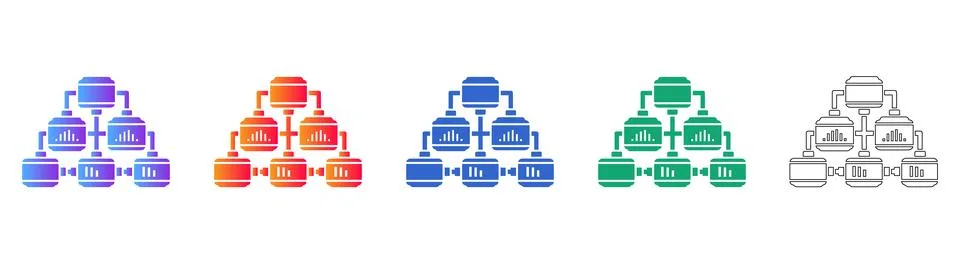 Hierarchical Data Structure Flowchart Icons Stock Illustration