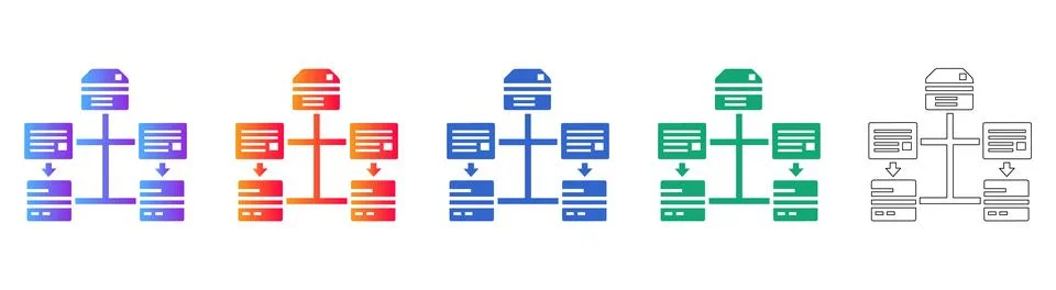 Hierarchical Data Structure Flowchart Icons Stock Illustration