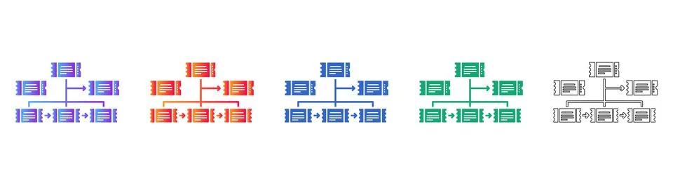 Hierarchical Data Structure Flowchart Icons 스톡 일러스트