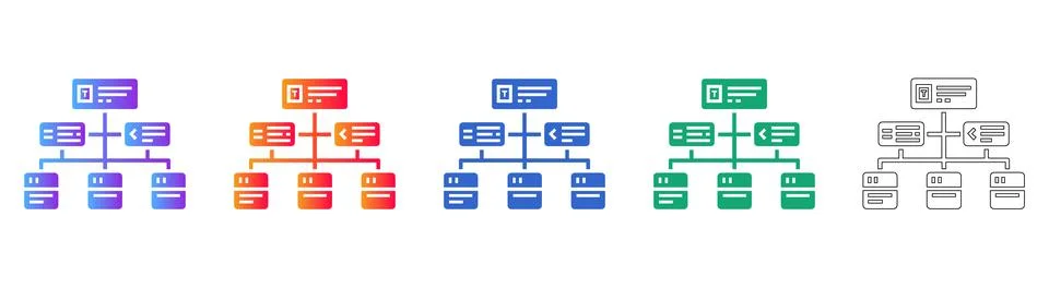 Hierarchical Data Structure Flowchart Icons Stock Illustration