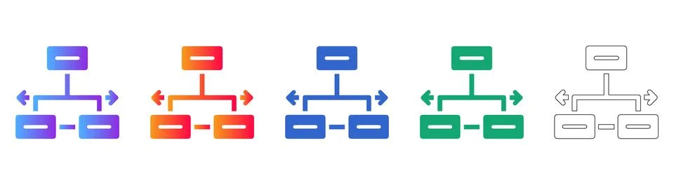 Hierarchical Data Structure Flowchart Icons Stock Illustration