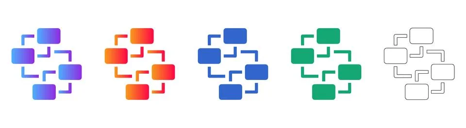 Hierarchical Data Structure Flowchart Icons Stock Illustration