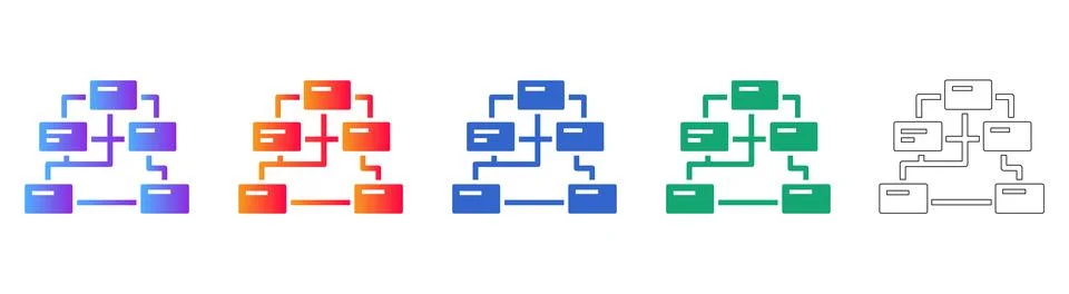 Hierarchical Data Structure Flowchart Icons Stock Illustration
