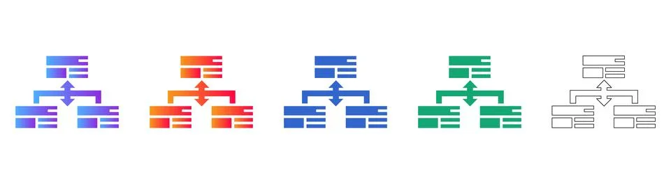 Hierarchical Data Structure Flowchart Icons イラスト素材