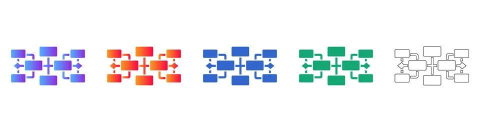 Hierarchical Data Structure Flowchart Icons Stock Illustration