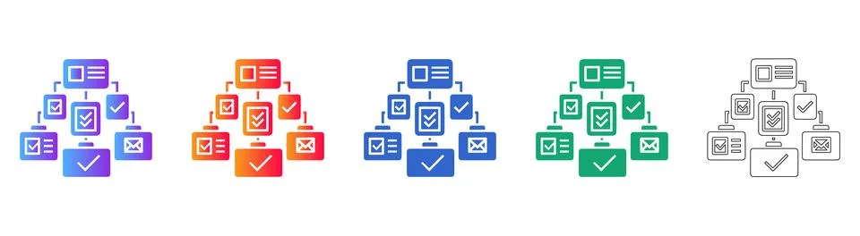Hierarchical Data Structure Icon Set 库存插图