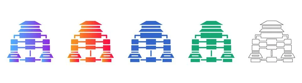 Hierarchical Data Structure Icon Set Stockillustratie