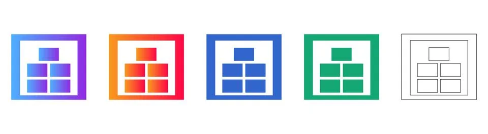 Hierarchical Data Structure Icon Set Illustrazione stock