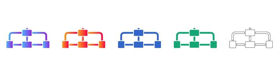 Hierarchical Data Structure Icon Set Stock Illustration