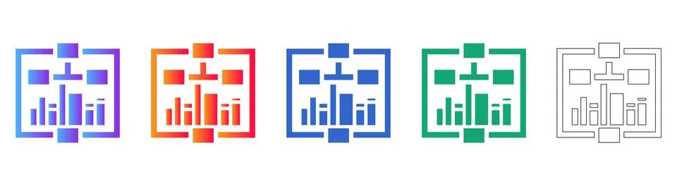 Hierarchical Data Structure Icon Set イラスト素材