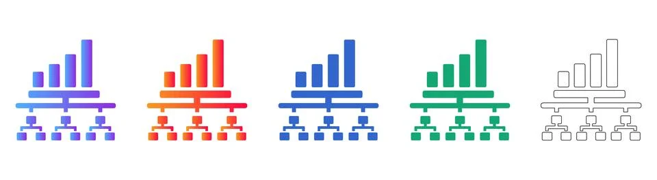 Hierarchical Data Structure Icon Set Illustrazione stock