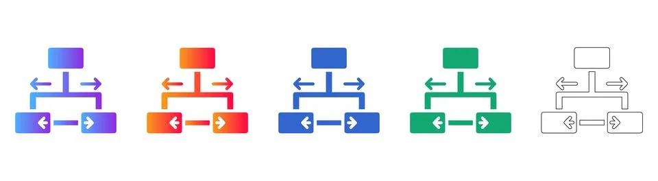 Hierarchical Data Structure Icons with Arrows Illustrazione stock
