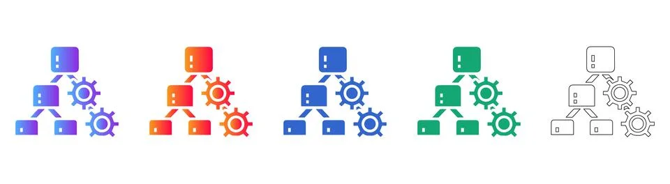 Hierarchical Data Structure Icons Stock Illustration