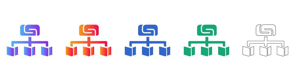 Hierarchical Data Structure Icons Stock Illustration