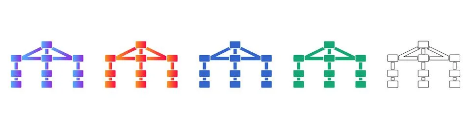 Hierarchical Data Structure Icons Stock Illustration