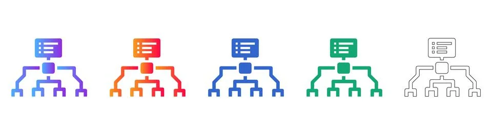 Hierarchical Data Structure Icons Network Flowchart &amp; Organizational Graphics Stockillustratie