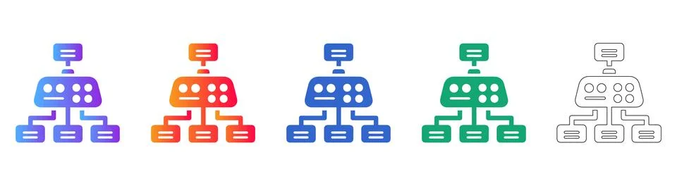 Hierarchical Data Structure Icons Set Illustrazione stock