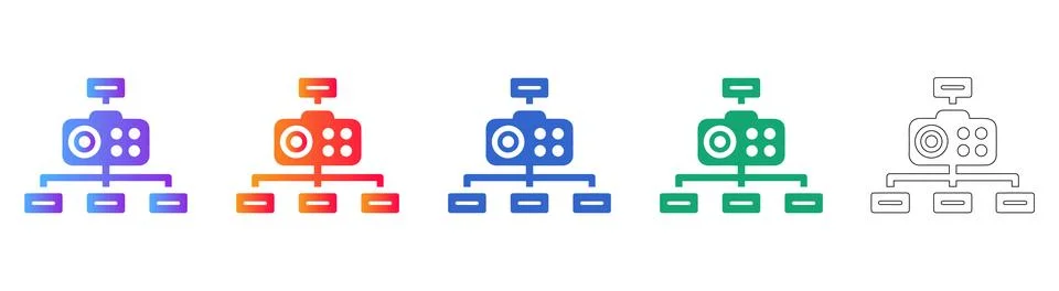 Hierarchical Data Structure Icons Set Stock Illustration