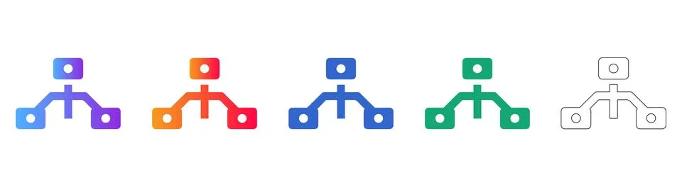 Hierarchical Data Structure Icons Set Illustrazione stock