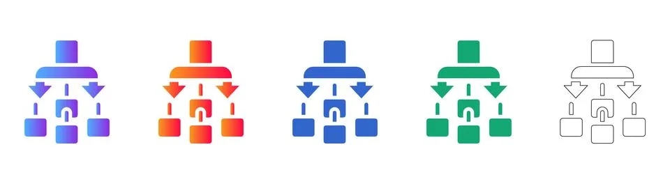 Hierarchical Data Structure Icons for System Architecture Stock Illustration