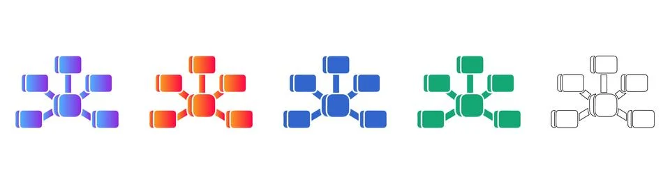 Hierarchical Data Structure Network Map Stock Illustration