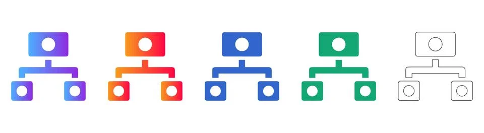 Hierarchical Data Structure Node Icon Set イラスト素材