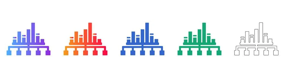 Hierarchical Data Tree Graph Icons Stock Illustration