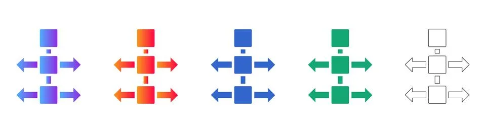 Hierarchical Flowchart Icons for Process Mapping Illustration