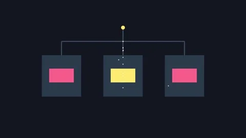 Hierarchical Flowchart Structure with Data Line Animation Loop Stock Footage 342300417