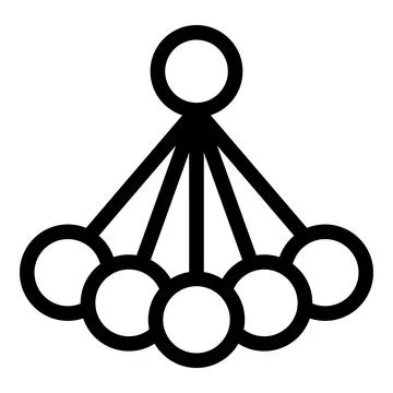 Hierarchical network structure connecting multiple nodes with lines Illustrazione stock
