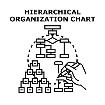 Hierarchical organization chart creating a business structure Stock Illustration