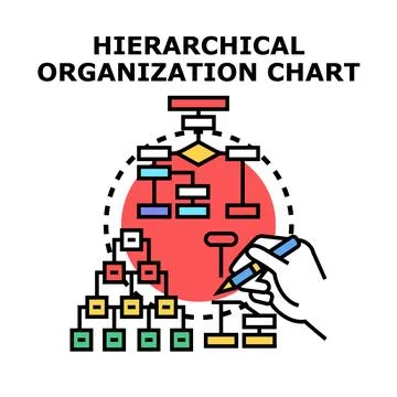 Hierarchical organization chart creating a business structure Stock Illustration