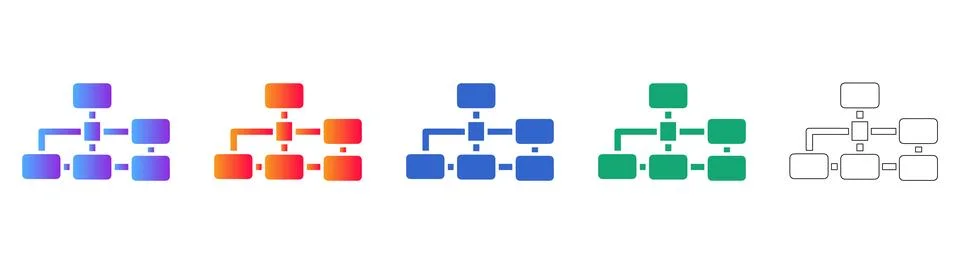 Hierarchical Organization Chart Icon Set Stock Illustration