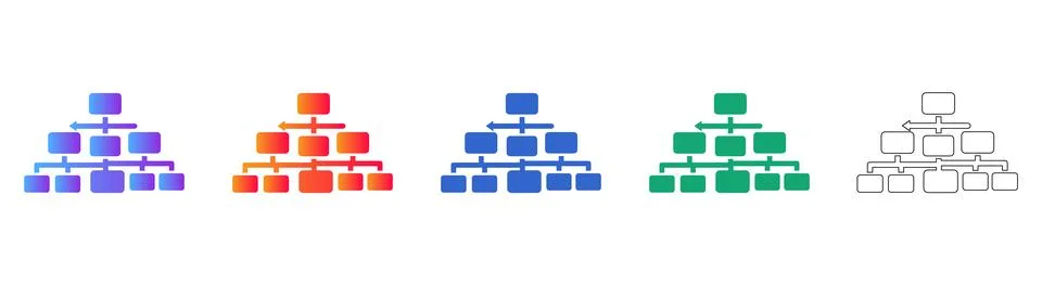 Hierarchical Organization Chart Icons Stock Illustration