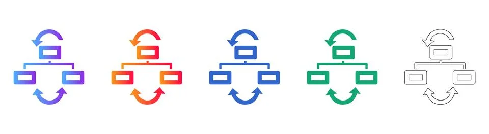Hierarchical Process Tree Icons Illustrazione stock