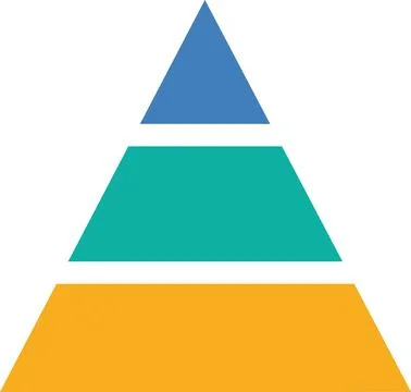 Hierarchical pyramid chart icon with three levels Stock Illustration