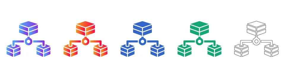 Hierarchical Server Network Structure Icons Illustrazione stock