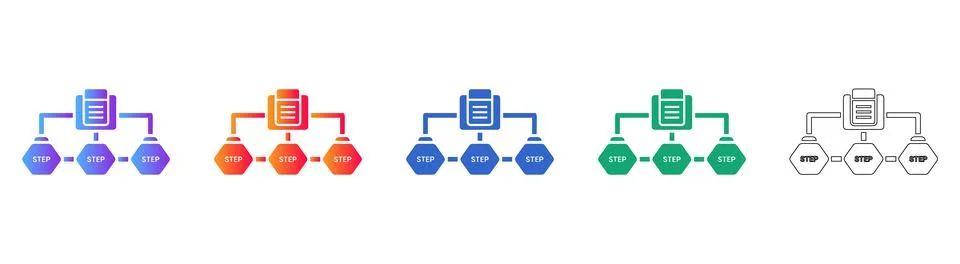 Hierarchical Step Process Flowchart Illustration