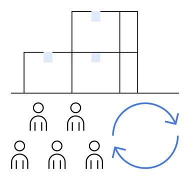 Hierarchical Structure with Group and Continuous Improvement Cycle Visual R.. Stock Illustration