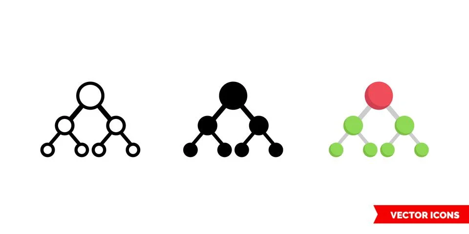 Hierarchical structure icon of 3 types. Isolated vector sign symbol. Stock Illustration