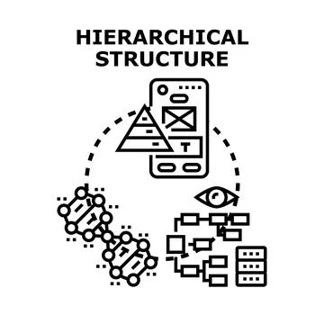 Hierarchical structure organizing data and information architecture Stock Illustration